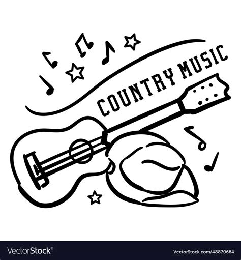 Guitar country music hand drawn symbol black Vector Image