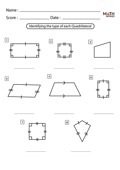 Properties of Quadrilateral Shapes Robot Worksheet - Year 5 ...