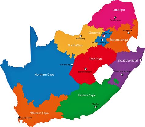 Mapa de regiones y provincias de Sudáfrica - OrangeSmile.com