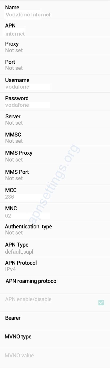 Vodafone Turkey 4G APN Settings 2024 - 5G 4G APN Settings