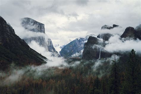 aerial photo of foggy mountains and trees free image | Peakpx