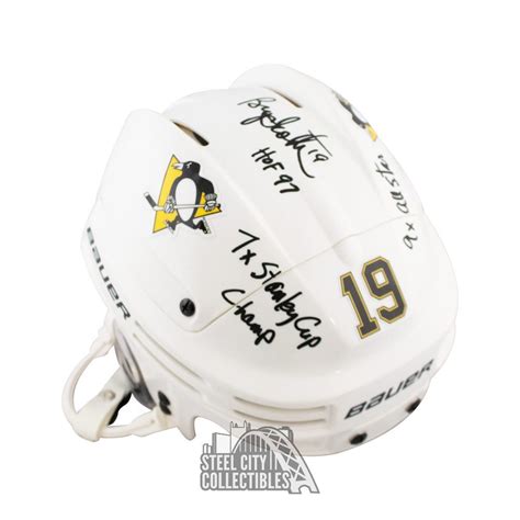 Bryan Trottier Stats Autographed Pittsburgh Penguins White Hockey ...