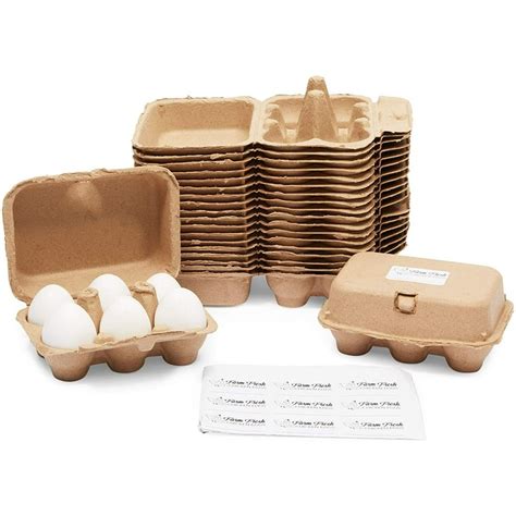 20 Pack Half Dozen Egg Cartons with 25 Label, Cardboard Egg Storage Container, Brown - Walmart ...