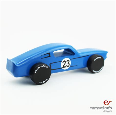 Blue Wood Toy Car, Wooden Car for kids, boys, American Muscle Car, CL 06, Inspired by the Ford ...