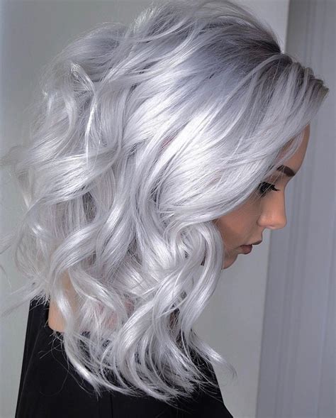 Iridescent Pastel Silver Blonde With Dark Root Area. Color Pravana ...