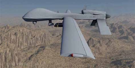 Rendered Army Gray Eagle MQ-1C Powered by a Turbocharged 160-hp Diesel ...