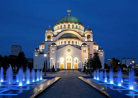 Fonds d'ecran Église Fontaine Religion Belgrade Temple Of Saint Sava Serbie Nuit Réverbère Dôme ...