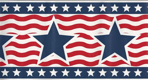 879730 American Patriotic - USA Star & Stripe - Red White Blue - Wallpaper Border 95845fp ...