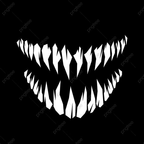 Vampire Fangs Silhouette Transparent Background, Horror Monster And ...