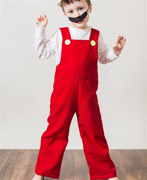 Fire Mario Costume Halloween Costume Unisex Red Overalls - Etsy UK