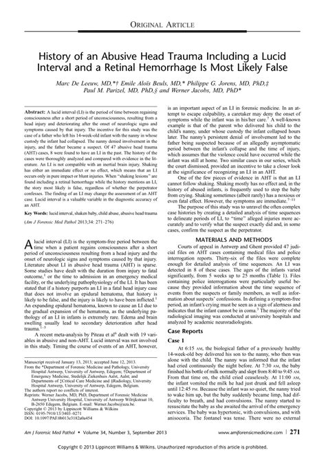 (PDF) History of an Abusive Head Trauma Including a Lucid Interval and ...