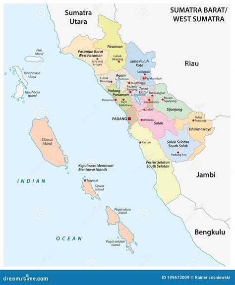 Administrative Vector Map of the Indonesian Province of West Sumatra, Sumatra, Indonesia Stock ...