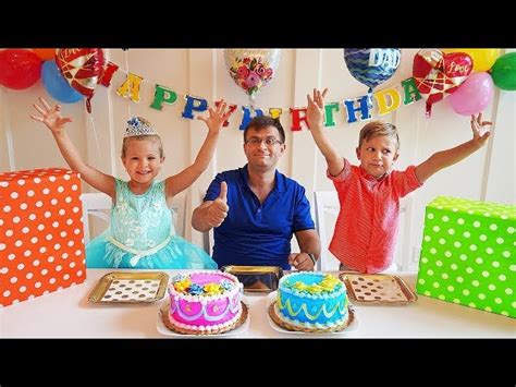 Diana & Dad's birthday - surprises and sweets! - Videos For Kids