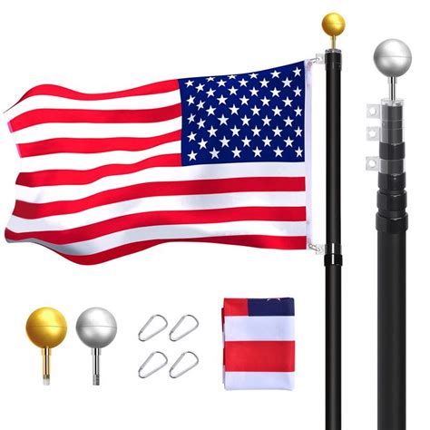 AKTOP 20FT Telescoping Flag Pole Kit, Heavy Duty Telescopic Flagpole ...