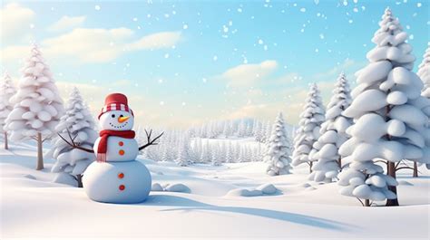 Premium AI Image | Craft a scene featuring a snowman surrounded by a ...