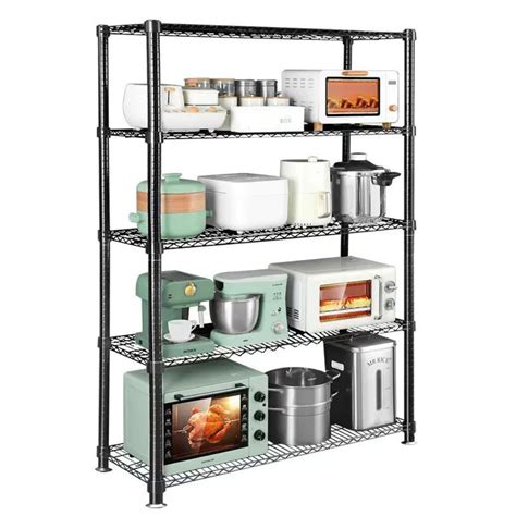 Moreshelf 5-Tier Metal Wire Adjustable Rack with Wheels