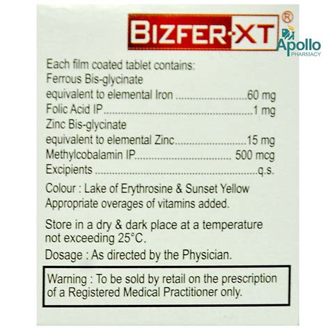 Bizfer-XT Tablet 10's Price, Uses, Side Effects, Composition - Apollo ...