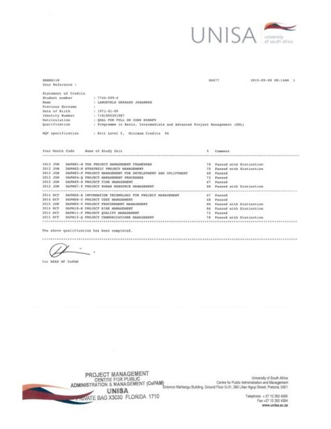 UNISA Results