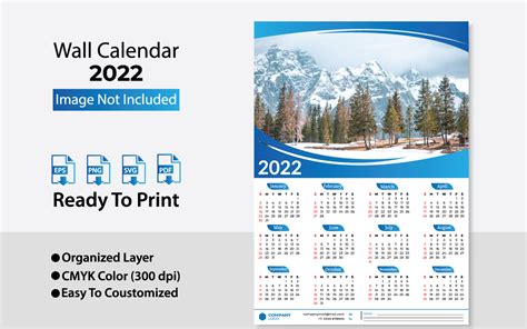 2022 Wall Calendar / Planer Template Design - TemplateMonster