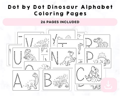 Dot by Dot Dinosaur Alphabet Coloring Pages – CrystalandComp