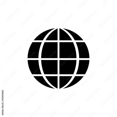 Earth Globe logo icon. Black icon on white background. Stock Vector | Adobe Stock