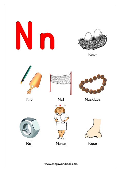 Objects Starting With Alphabet - N - English Worksheets | Alphabet worksheets preschool ...