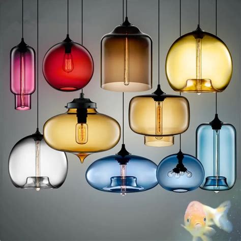 Artpad Multi Color Stained Clear Glass Pendant Light Lamp for Dining ...