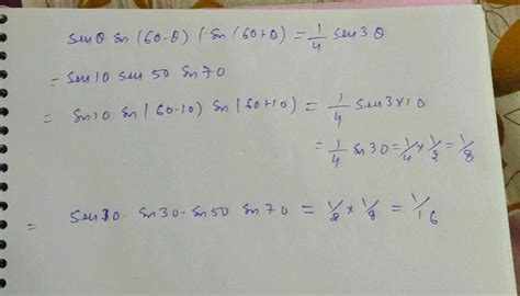 Find the value of the equation : sin 10 ^ ∘·sin 50 ^ ∘·sin 60 ^ ∘·sin 70 ^ ∘