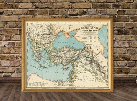 Historic map Turkish Empire map Balkan Peninsula map