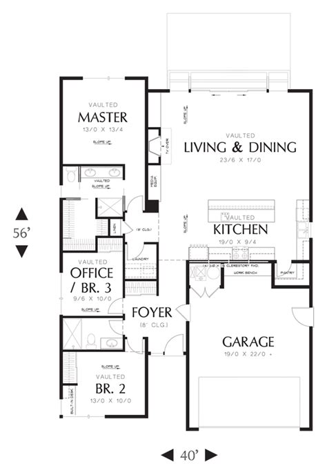 Contemporary House Plan 1164ES The Park Place: 1613 Sqft, 3 Beds, 2 Baths