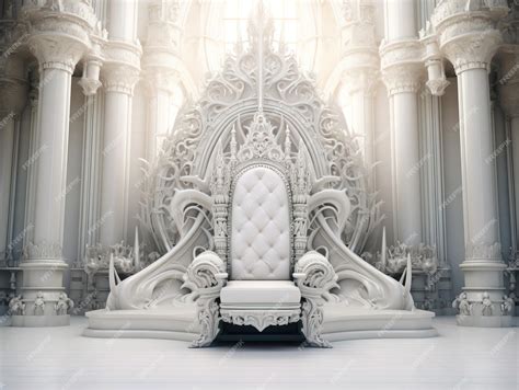 Premium AI Image | Decorated empty throne room The white throne