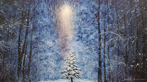 Magical Winter Forest | Glowing Pine Tree Acrylic Painting LIVE Tutorial - YouTube