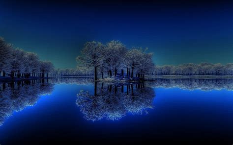 Winter Night In The Lake HD desktop wallpaper : Widescreen : High ...