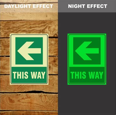 Photoluminescent This Way Arrow Left Sign - Emergency Signs - HAZARD SIGNS NZ