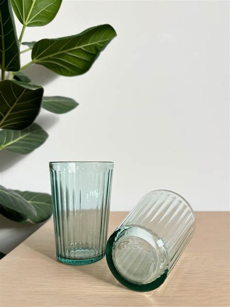 Ikea Glasses Ribbed Smoky Green Glasses Ikea Ribbed Glasses - Etsy