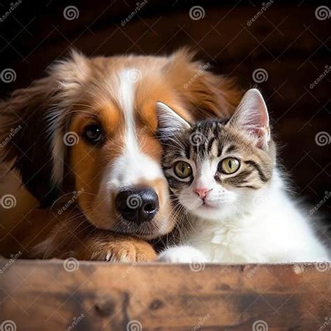 Cat and Dog Friends, Created with Generative AI Stock Illustration - Illustration of aicreated ...