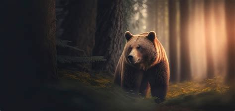 Premium Photo | Bear in the forest photography of a bear in a forest generative ai