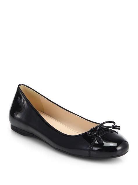 Lyst - Prada Patent Leather Bow Ballet Flats in Black