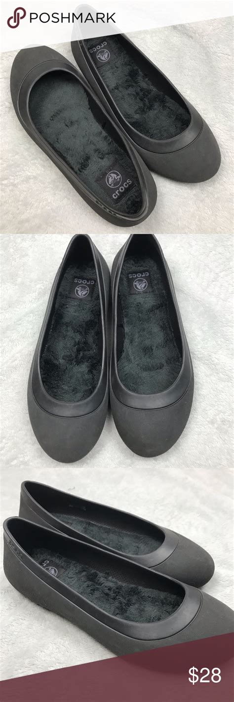 Crocs Mammoth Fur Lined Black Ballet Flats 8 NWOB | Black ballet flats ...