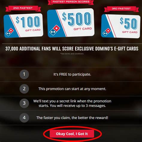 Free $4 to $100 Domino's Pizza Gift Cards (37,000 gift cards in all ...