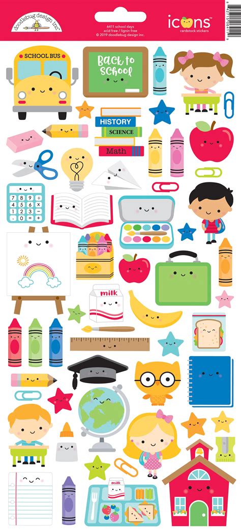 Doodlebug Designs School Days Icon Sticker - 842715064119