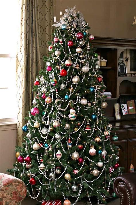 Christmas Tree Decorated With Vintage Glass Ornaments