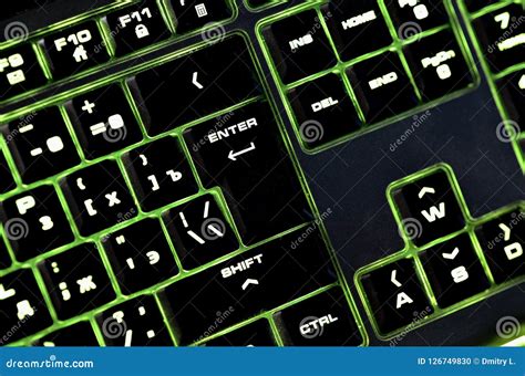 Keyboard with Backlight Close-up Stock Photo - Image of equipment ...