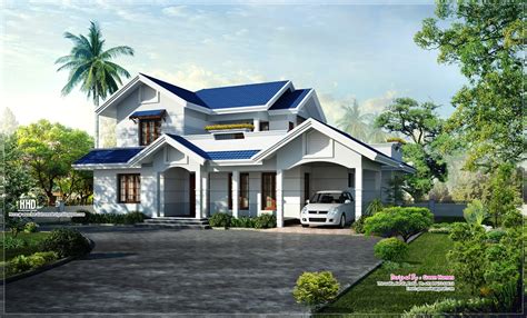 Beautiful blue roof villa elevation in 2500 sq.feet - Kerala Home ...