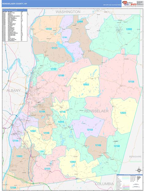 Rensselaer County, NY Wall Map Color Cast Style by MarketMAPS - MapSales