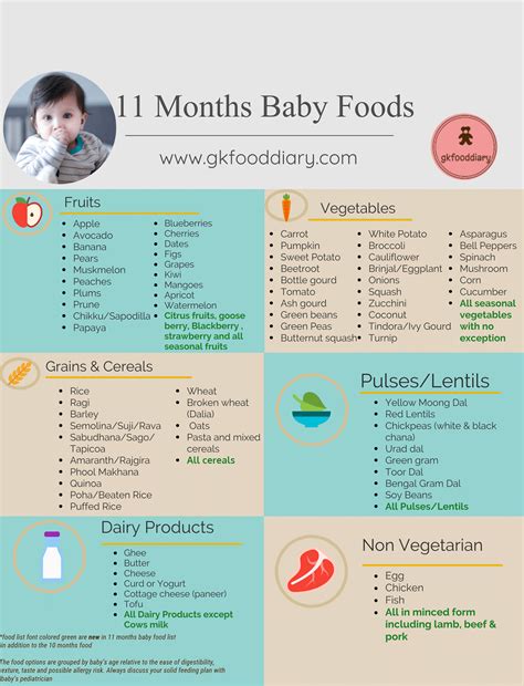 11 Months Baby Food Chart | 11 Months Baby Food Options