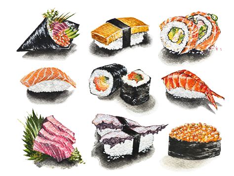 Sushi Print Food Art Japanese Cuisine Japan Colorful - Etsy