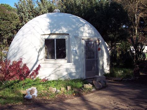 Fiberglass dome cottage in Davis, California. This dome was built in 1972 and is part of the ...