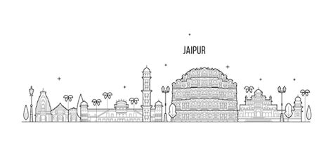 Premium Vector | Vector illustration of Jaipur skyline in Rajasthan in India