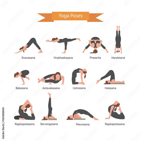 Photo & Art Print Vector set of yoga poses isolated on white background ...